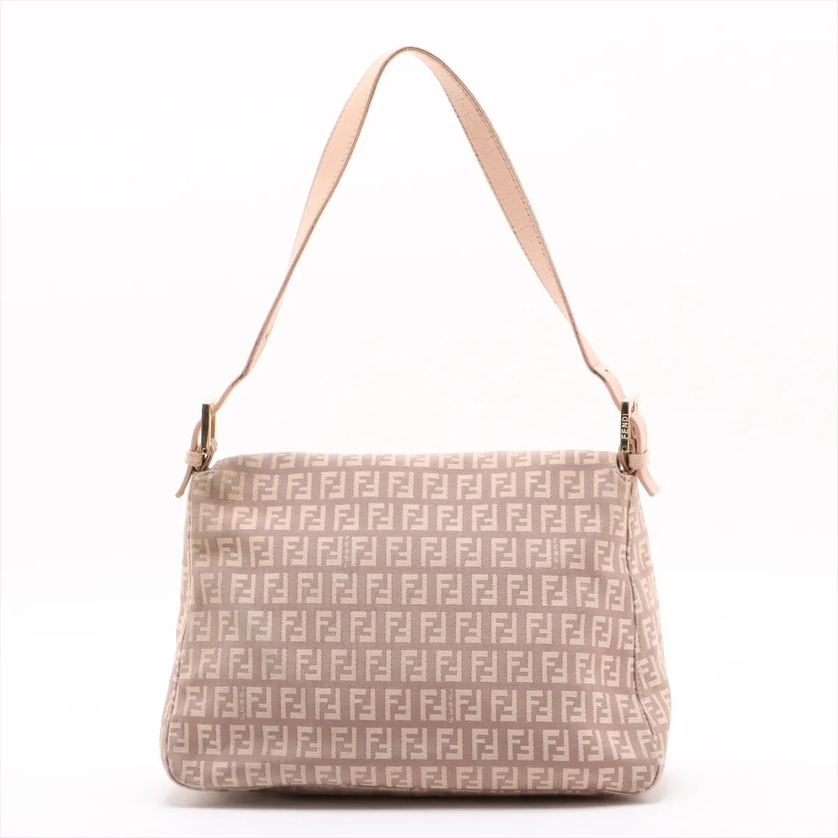 Fendi Zucchino Mamma Baguette Canvas Leather Shoulder Bag Pink x Beige