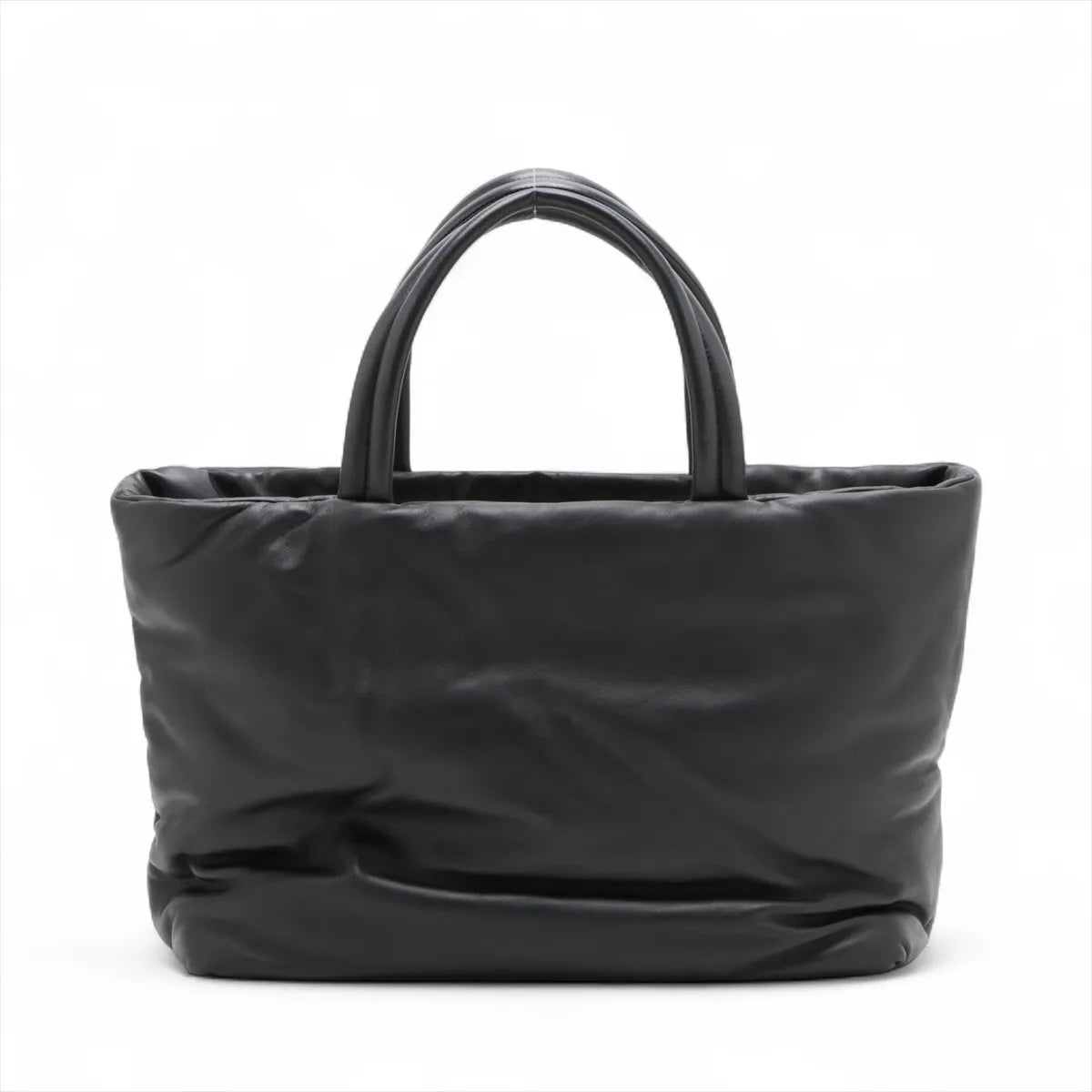 Saint Laurent Paris Debossed Logo Padded Leather Tote Bag Black