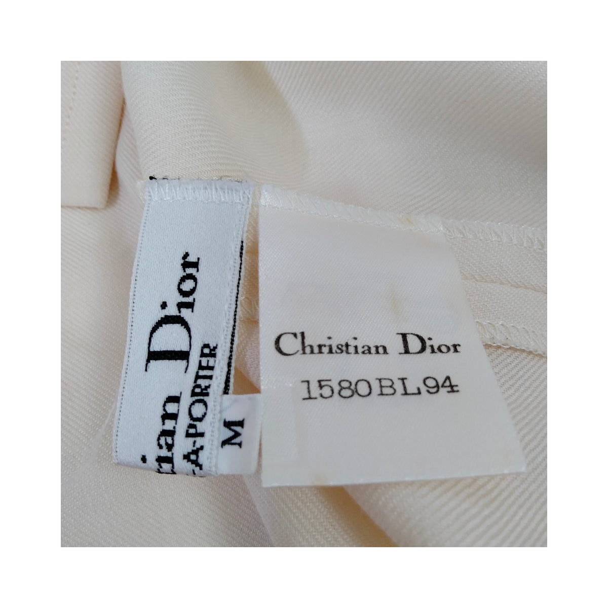 Christian Dior Cream Wool & Silk Draped Top — Size M — detail 5