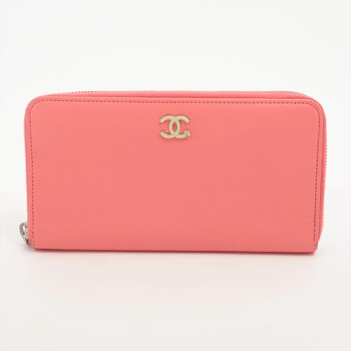 Chanel Lucky Flower Leather Zip Round Wallet Pink