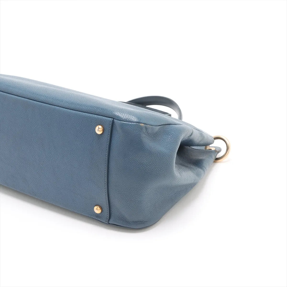 Chanel CC Logo Caviar Skin Two-Way Handbag Blue