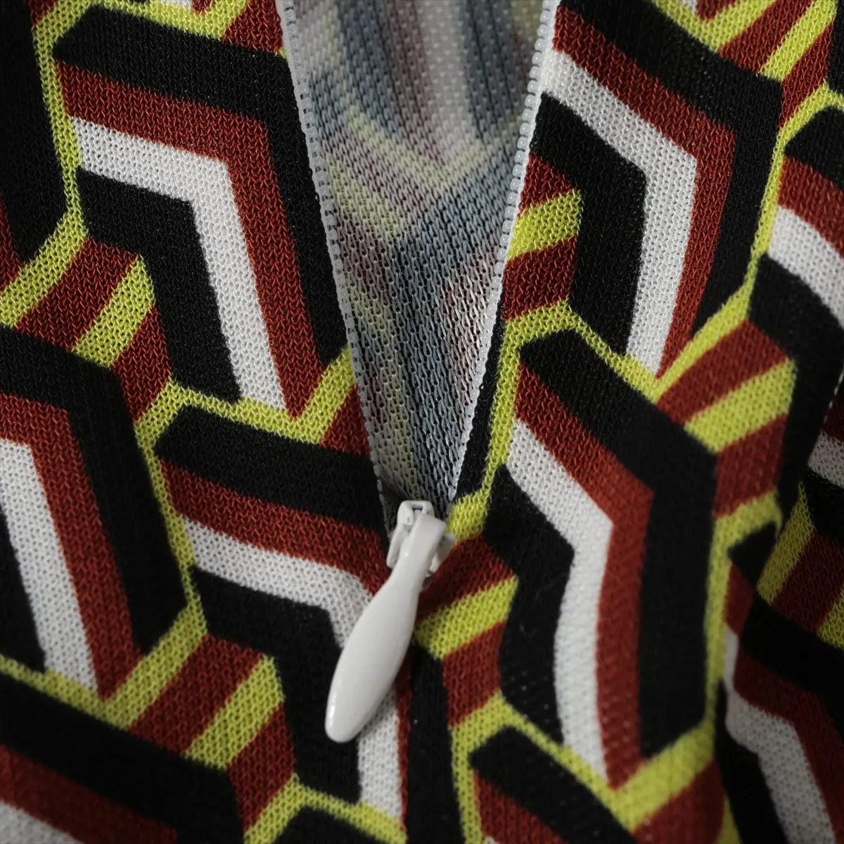Prada Geometric Rayon Turtleneck Long Sleeve Dress Multicolor