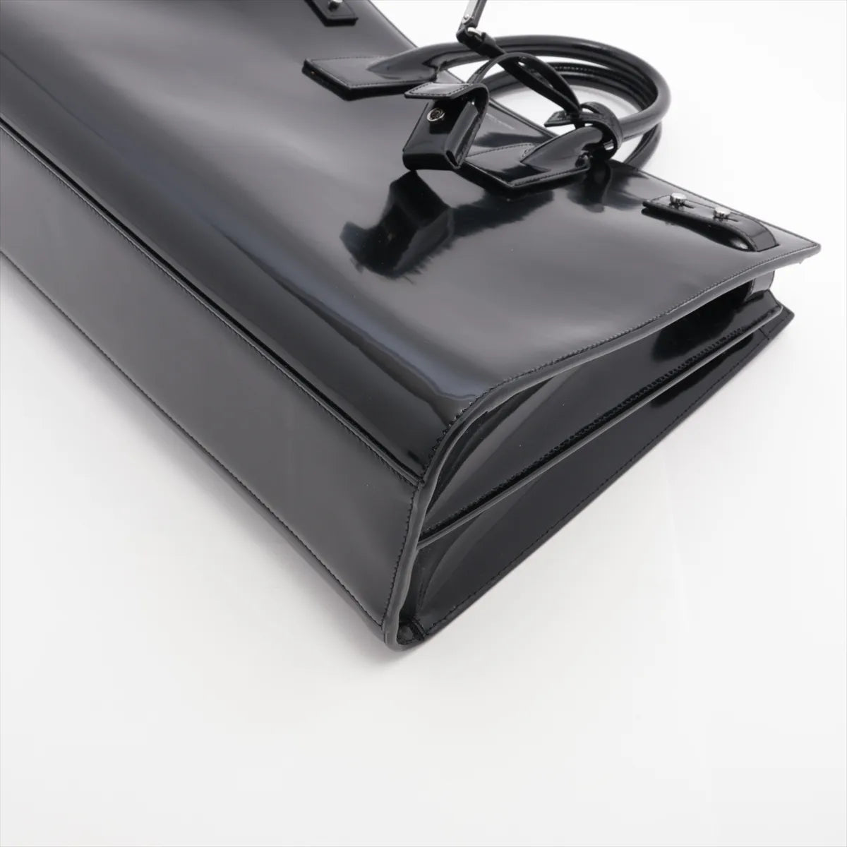 Saint Laurent Paris Large Sac de Jour Patent Leather Two-Way Handbag Black