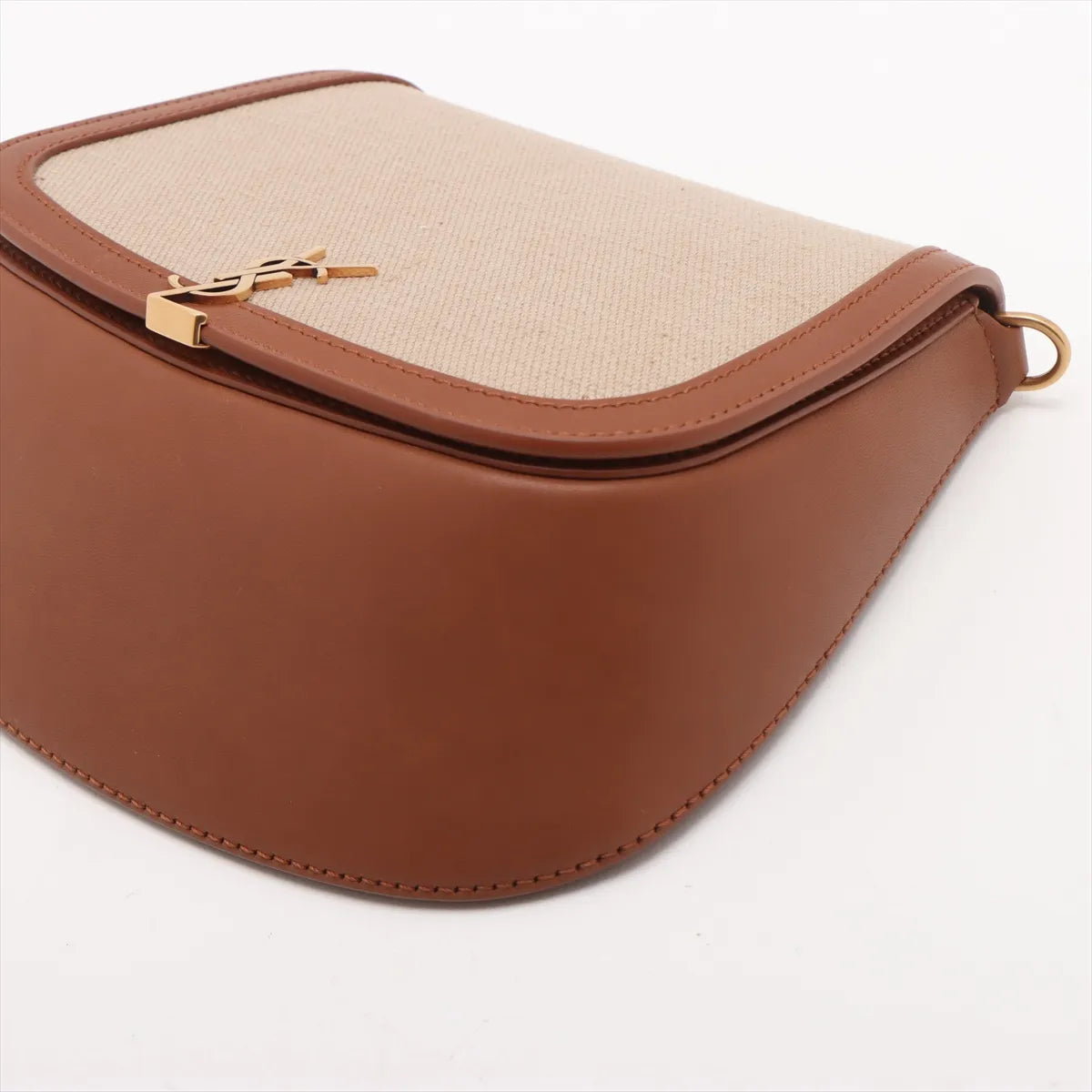 Saint Laurent Paris Voltaire Mini Canvas Leather Shoulder Bag Beige×Brown