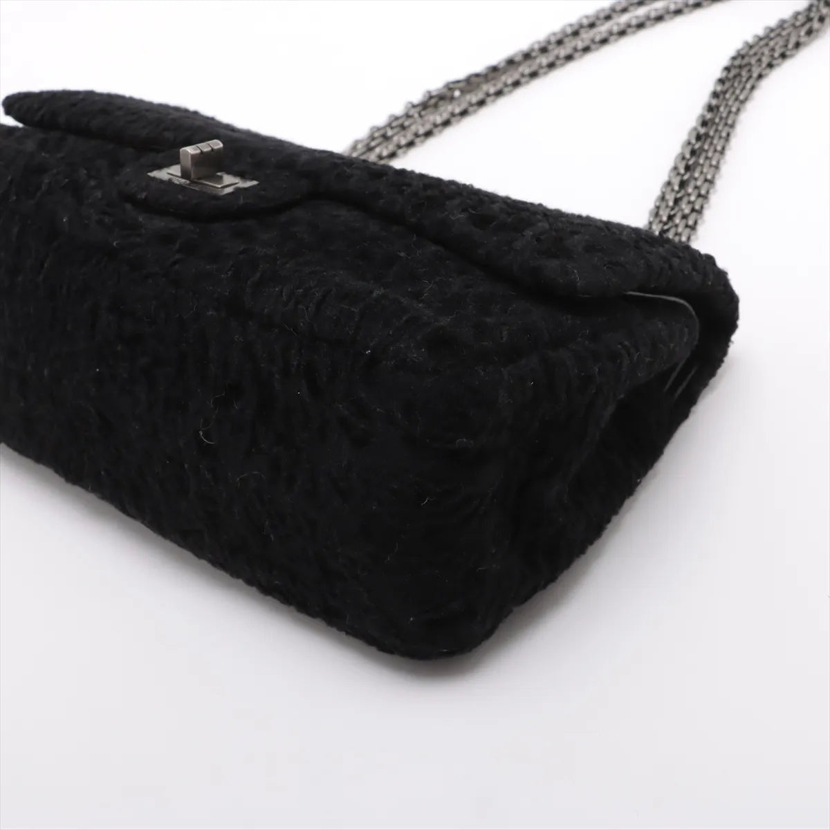 Chanel 2.55 Velour Double Flap Double Chain Bag Black