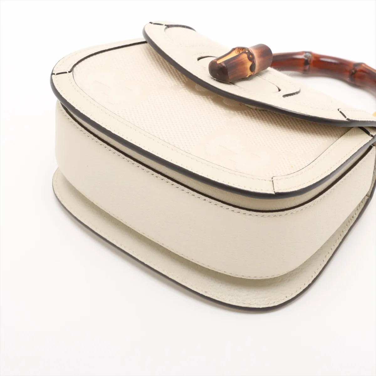 Gucci Jumbo GG Bamboo Canvas Leather Two-Way Shoulder Bag Beige