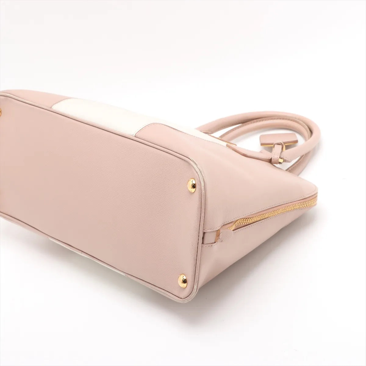 Prada Saffiano Lux Leather Two-tone Handbag Pink x White