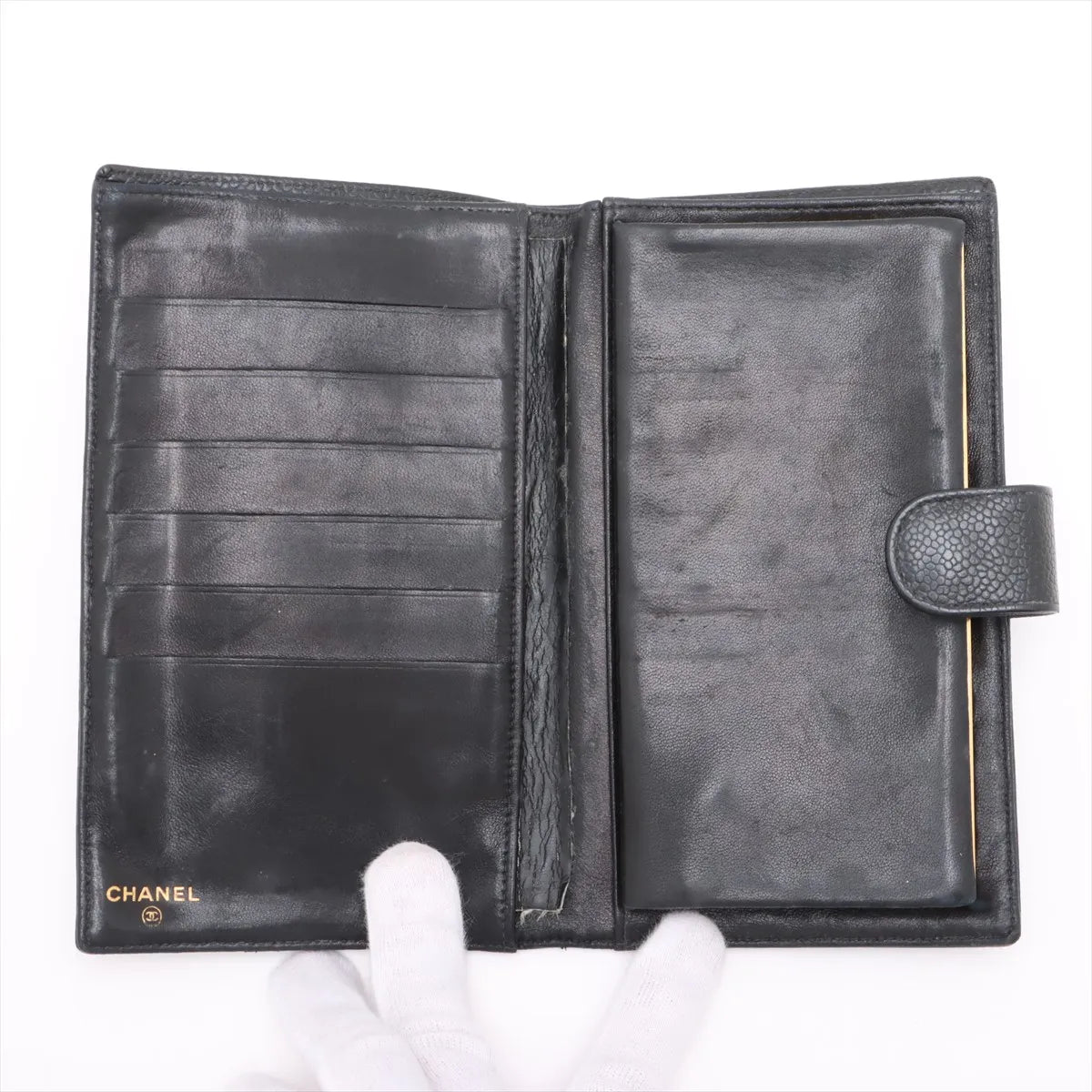 Chanel CC Logo Caviar Skin Wallet Black