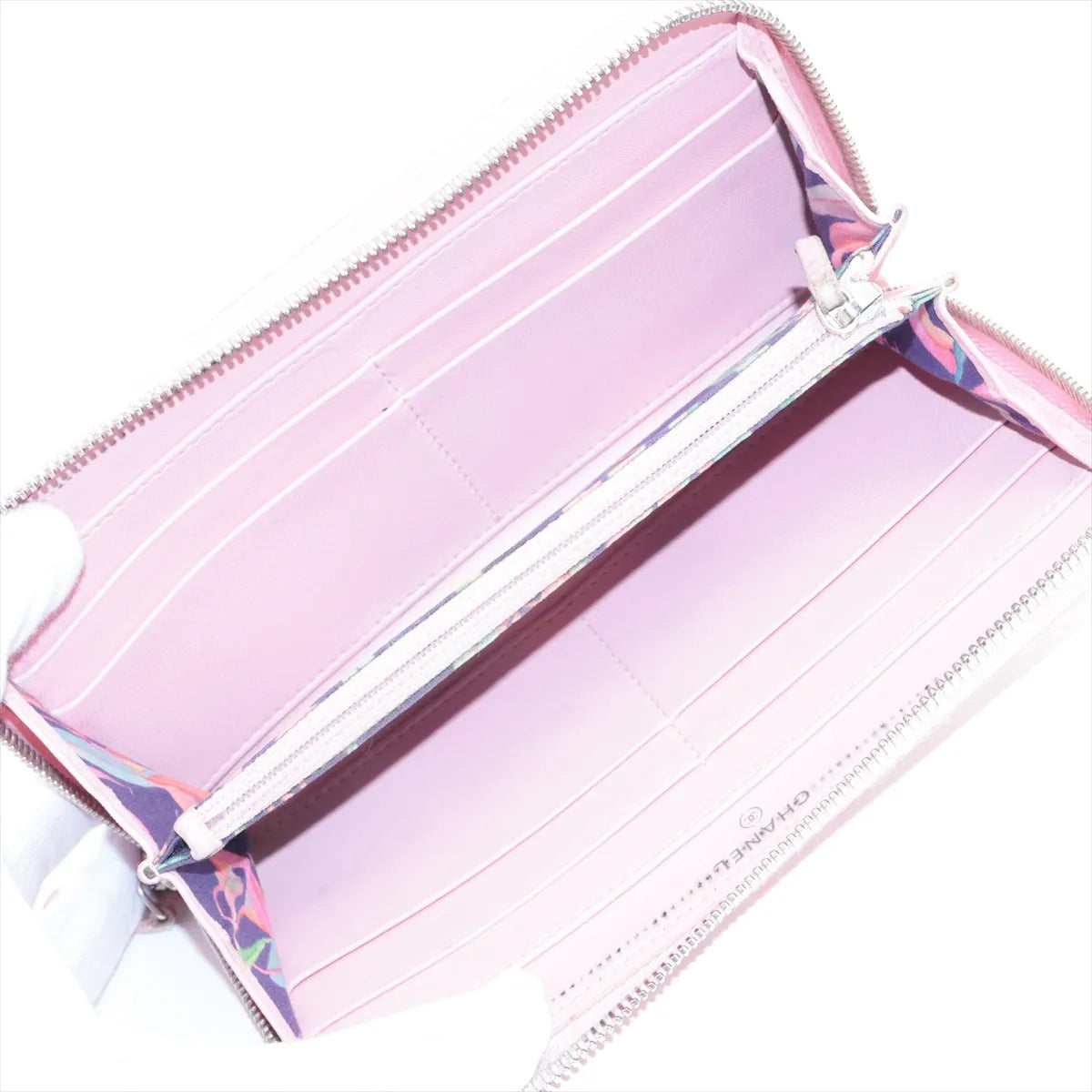 Chanel Wild Stitch Leather Zippy Long Wallet Pink