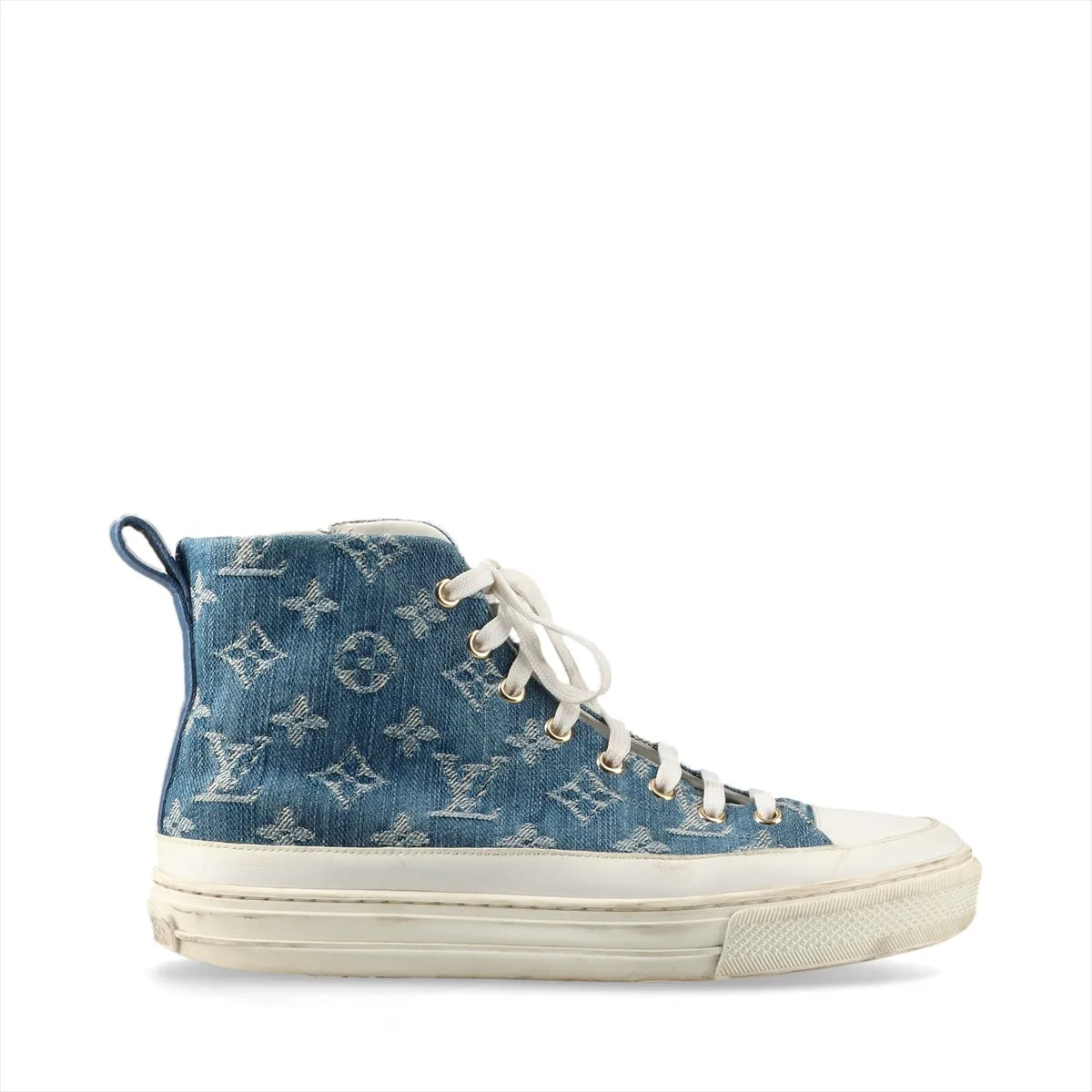 Louis Vuitton Stellar Denim Leather High-top Sneakers Blue x White