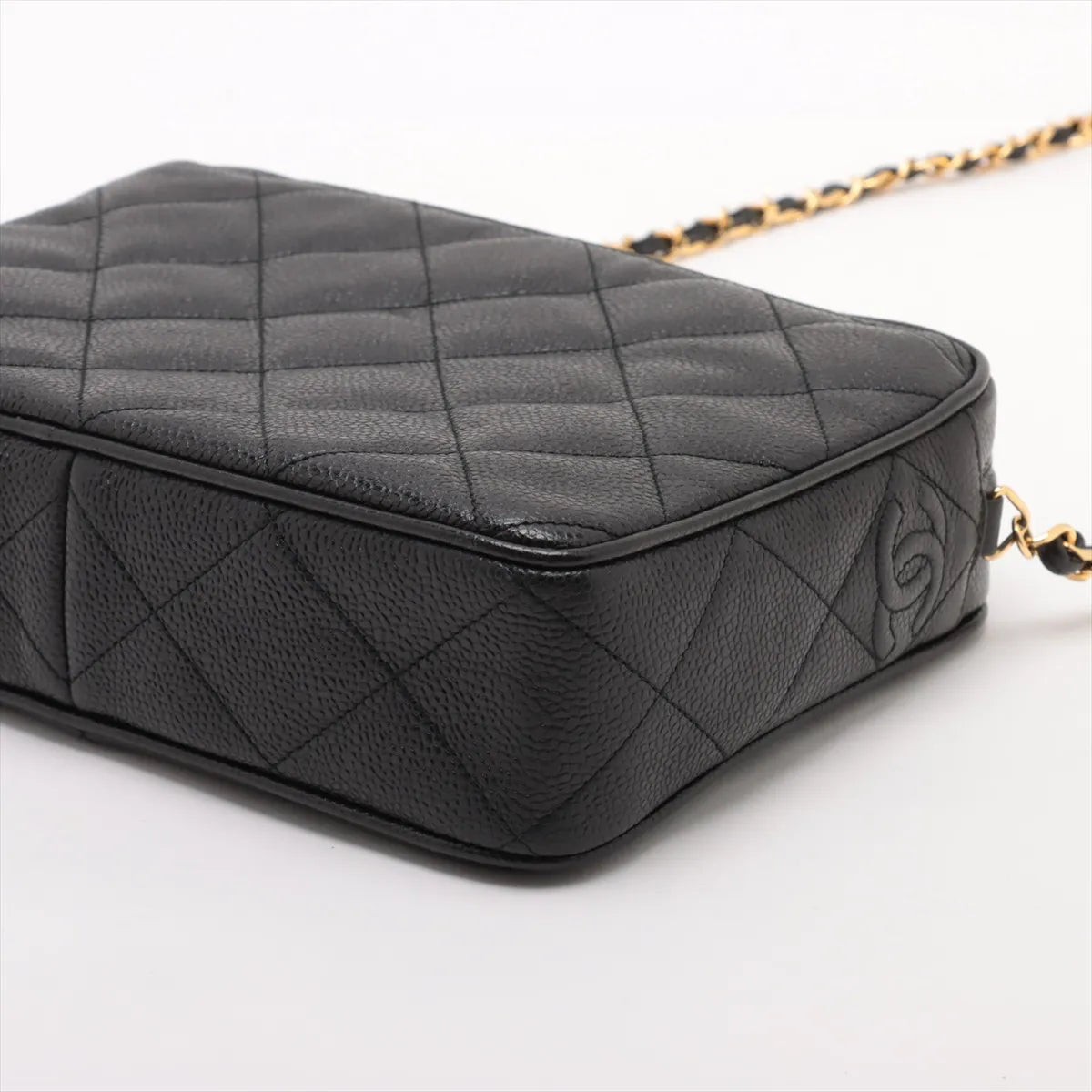 Chanel Matelasse Caviar Skin Chain Shoulder Bag Black