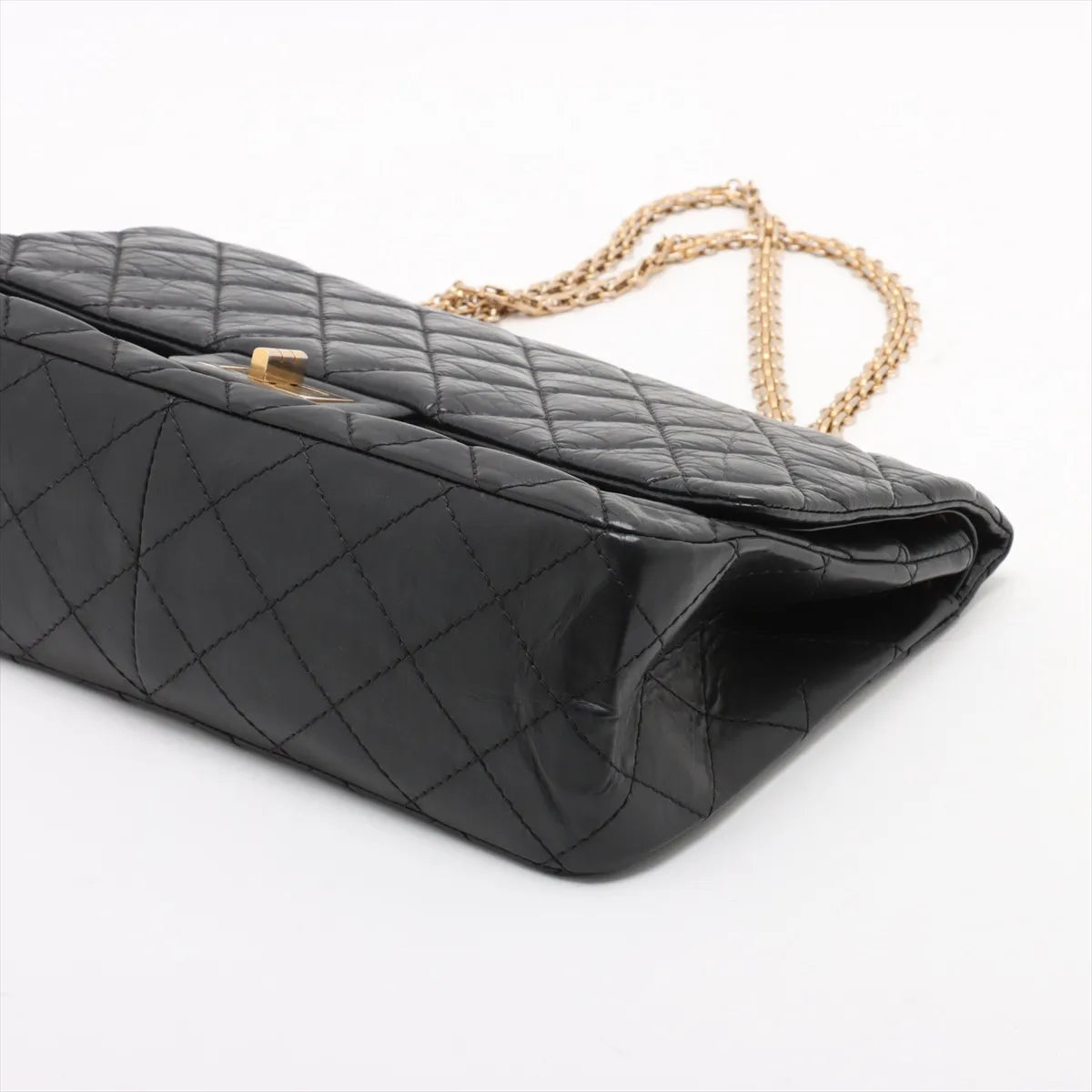 Chanel Matelasse 2.55 Maxi Vintage Calf Double Flap Double Chain Bag Black