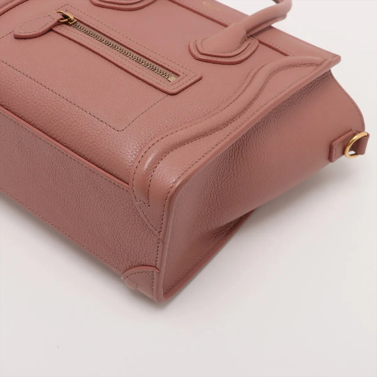 #1 Celine Luggage Nano Shopper Leather Two-Way Handbag Brownish Pink