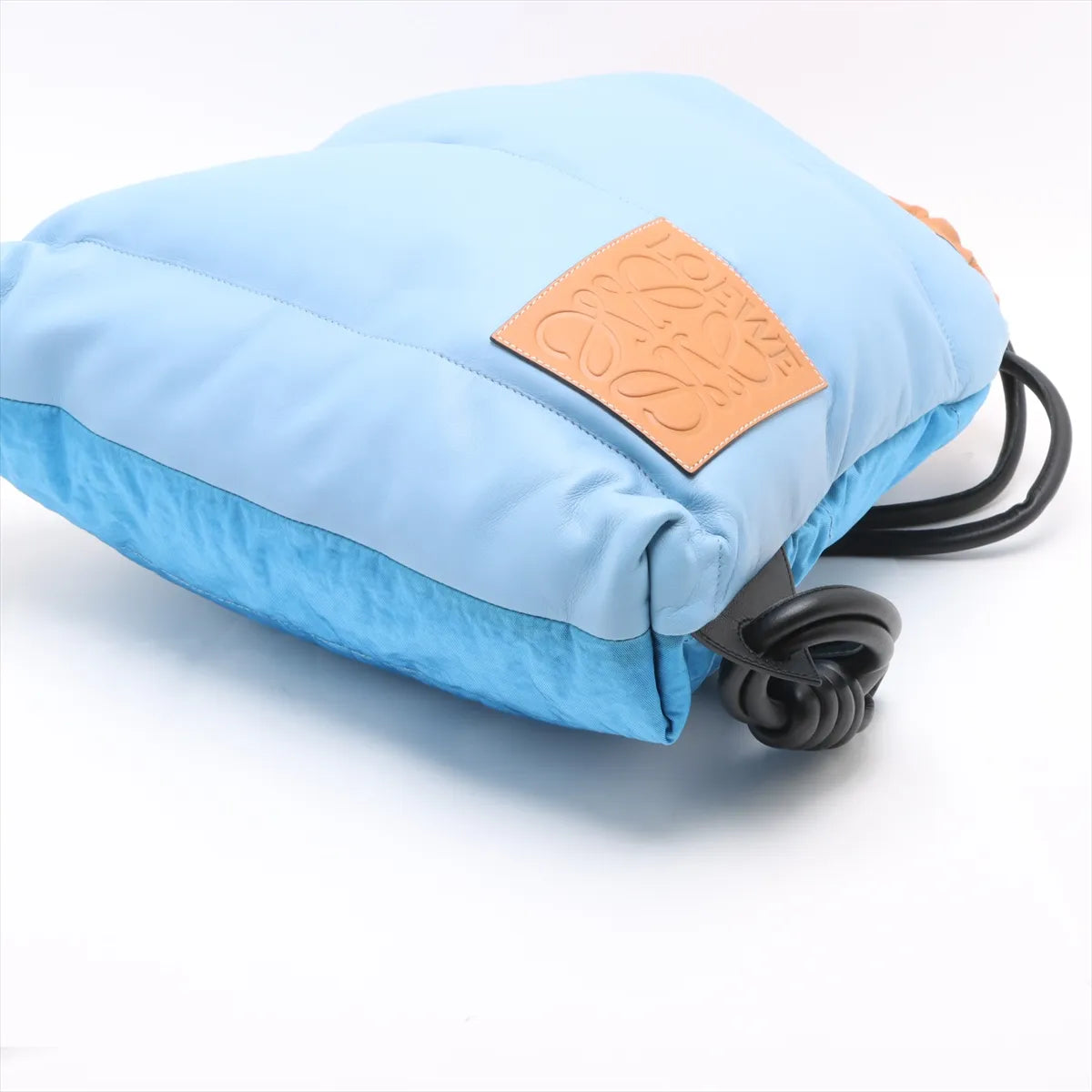 Loewe Puffy Yago Leather x Nylon Backpack Blue x Brown
