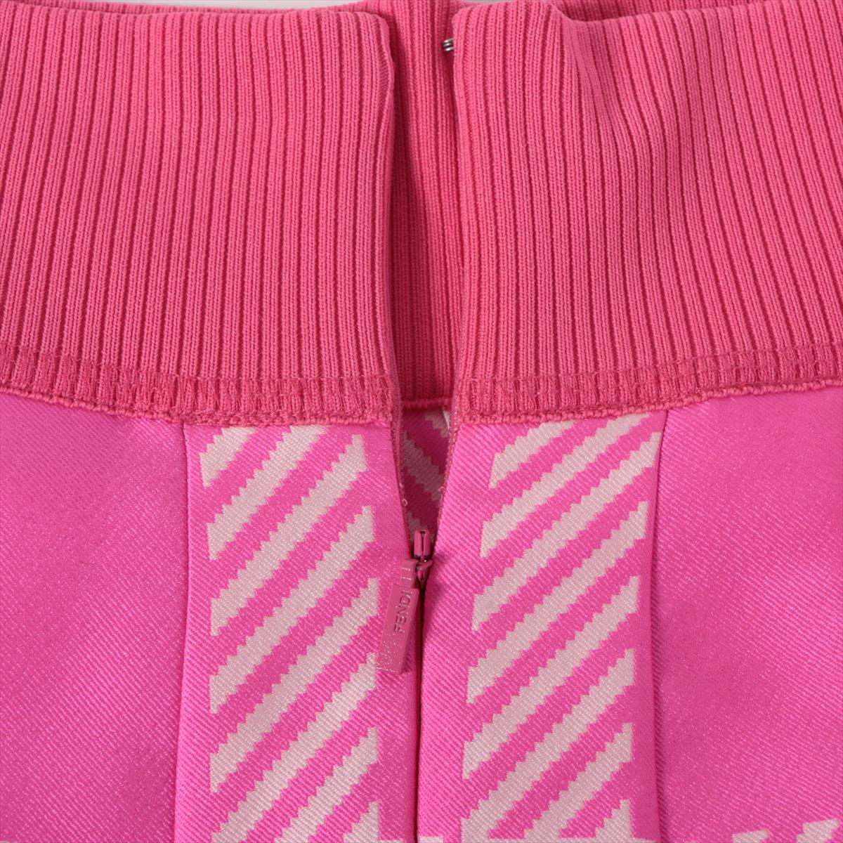 Fendi Pleated Check Print Midi Skirt Hot Pink