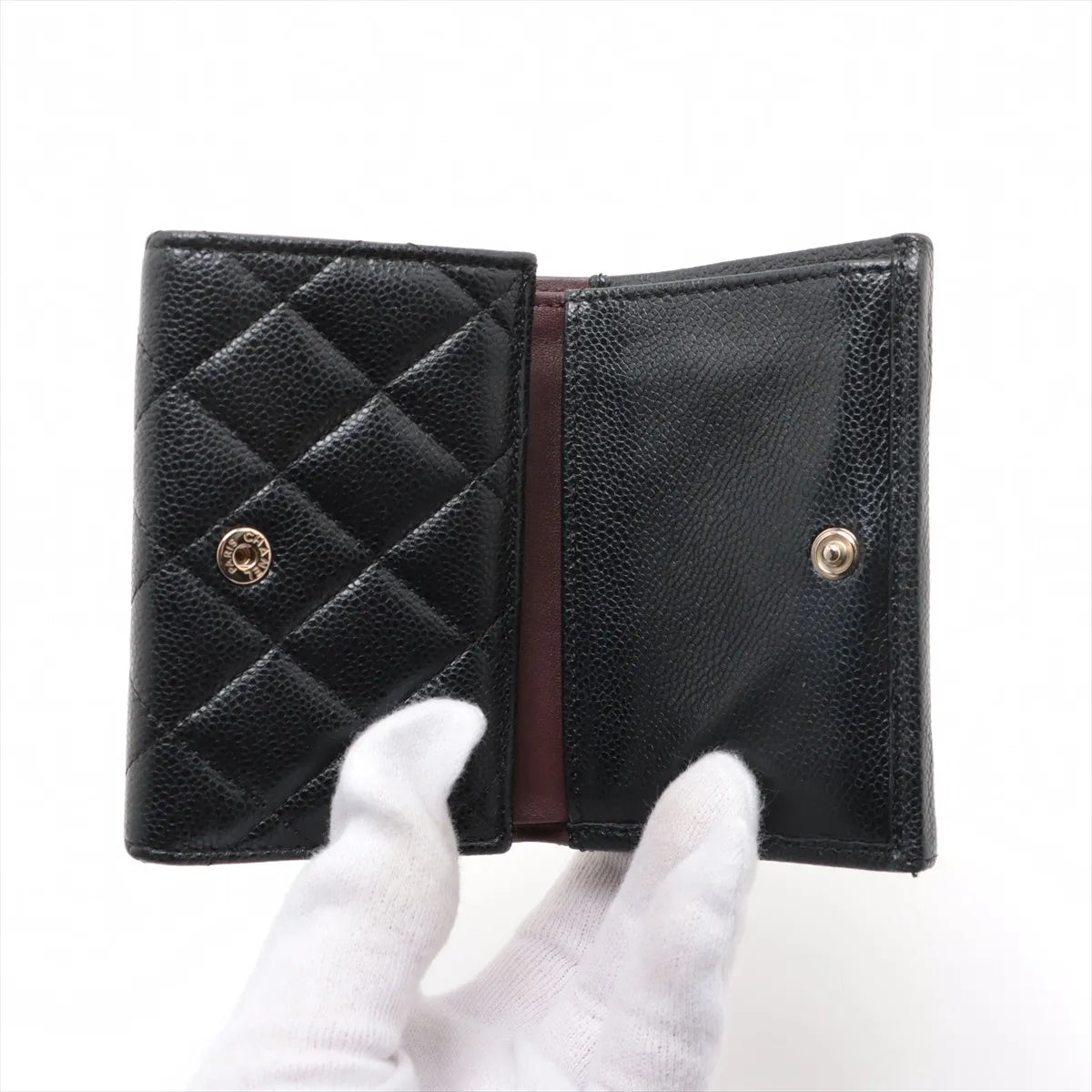 Buy Buy Second Hand Chanel Matelasse Caviar Skin Compact Wallet Black