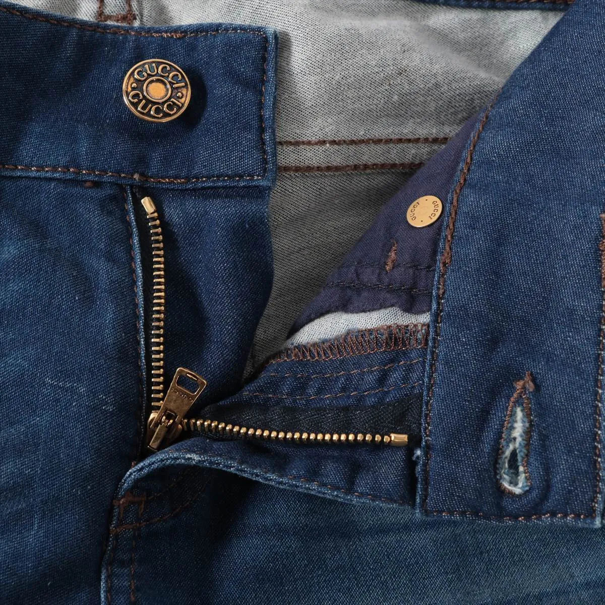 Gucci Cotton Polyurethane Denim Pants Blue