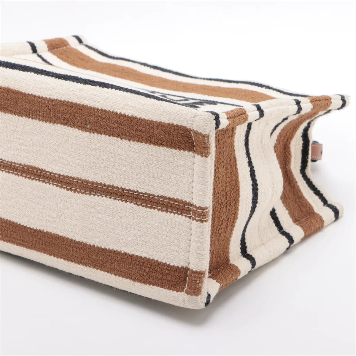Celine Striped Canvas Leather Two-Way Handbag Brown