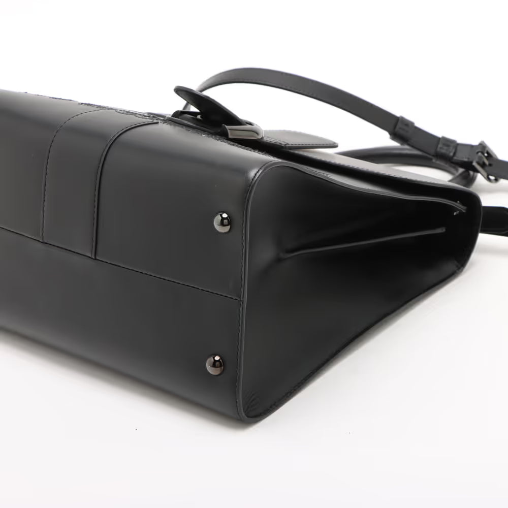 Delvaux Lumore MM Leather Two-Handbag Black x White