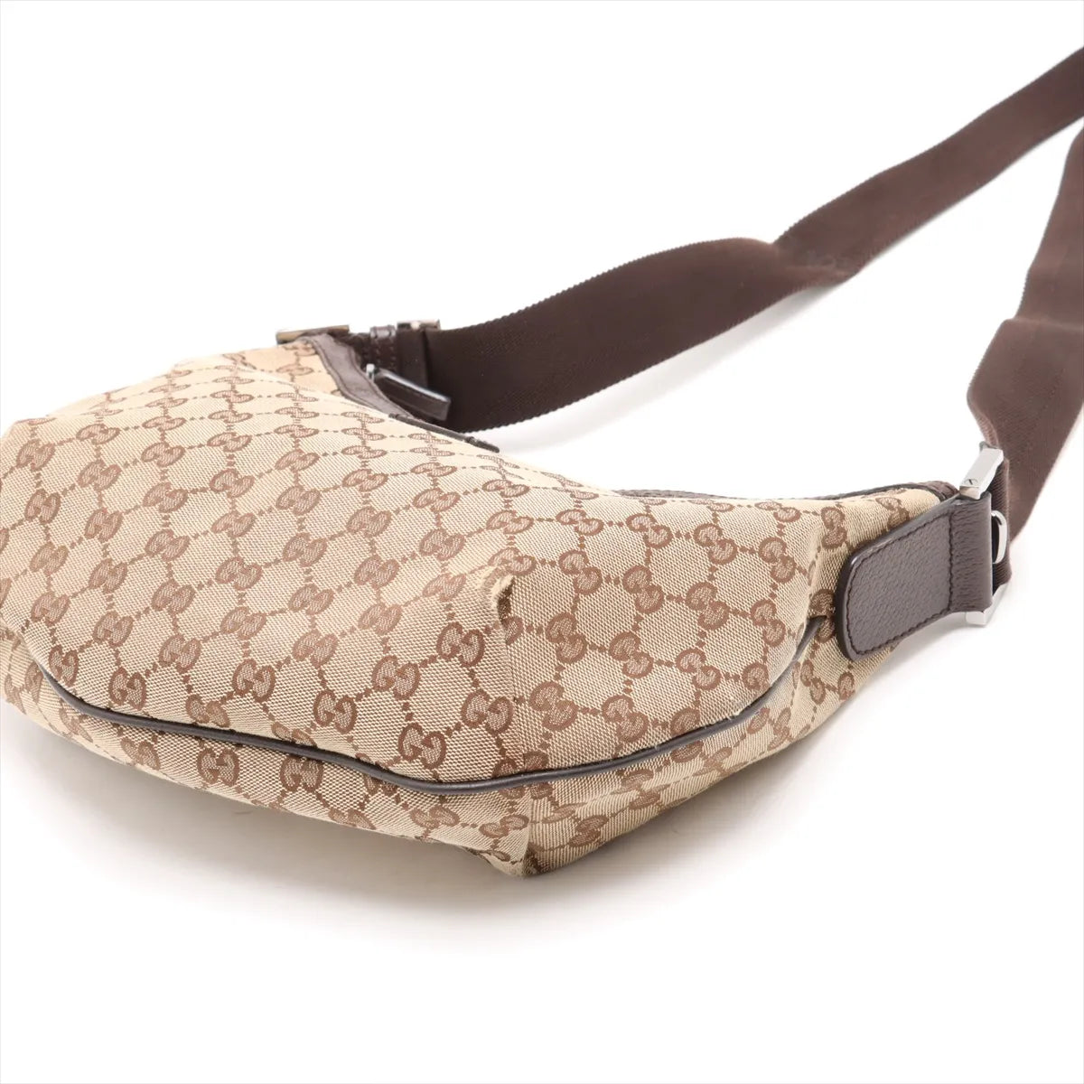 Gucci GG Canvas Leather Shoulder Bag Beige