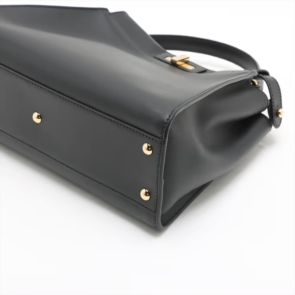 Fendi Peekaboo Regular Leather Two-Way Handbag Black