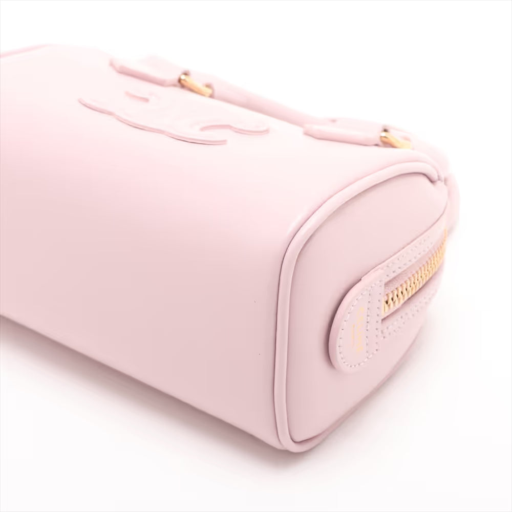 Celine Triomphe Mini Boston Leather Two-Way Handbag Pink