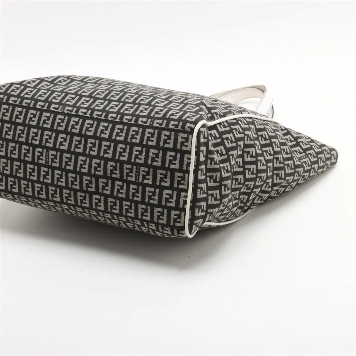 Fendi Zucchino Canvas Leather Tote Bag Black x White