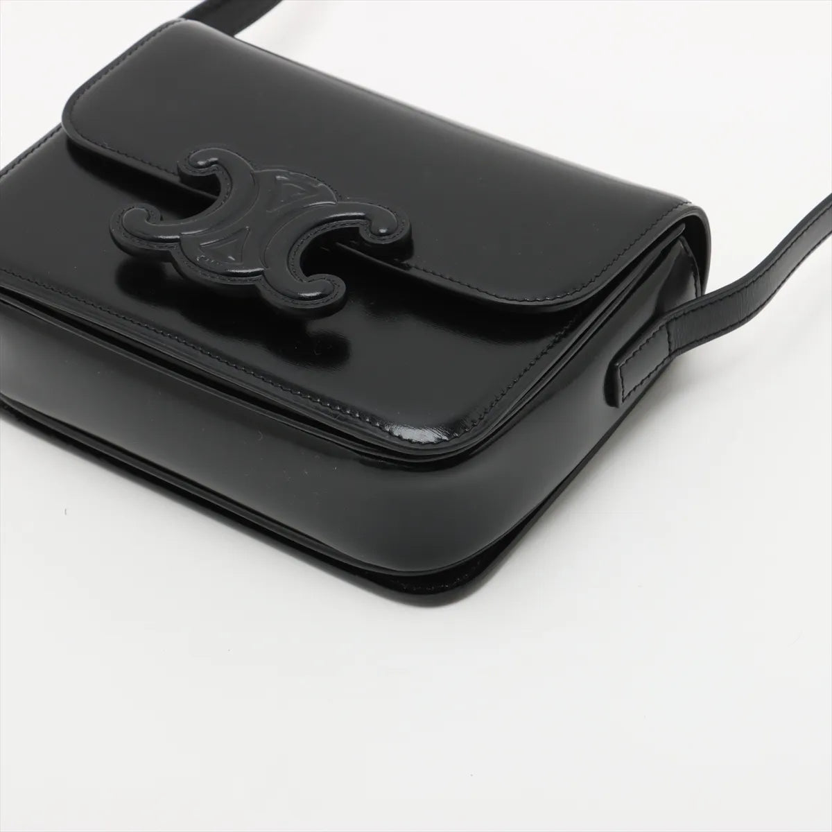 #1 Celine Triomphe Teen Leather Shoulder Bag Black