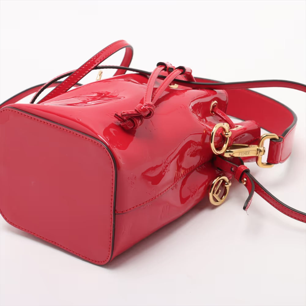 Fendi Mon Tresor Mini Patent Leather Two-Way Shoulder Bag Red