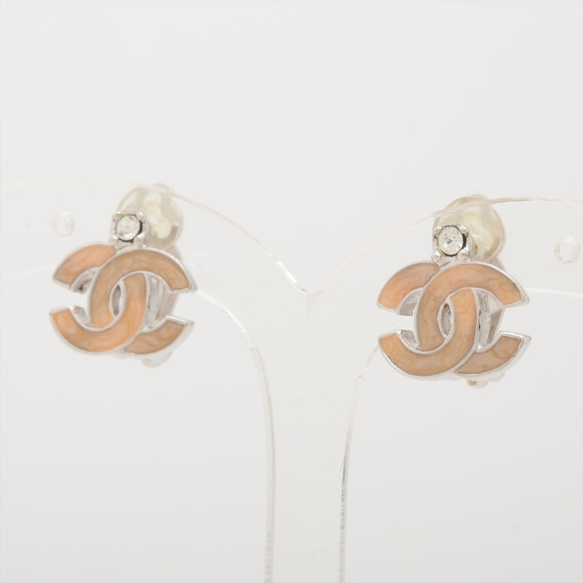 Chanel CC Logo Rhinestone Enamel Clip-on Earring