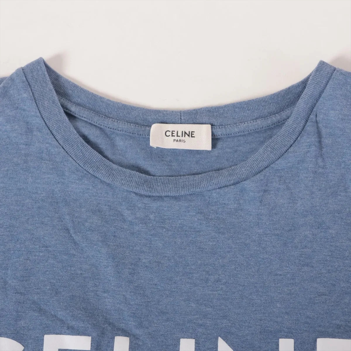 Celine Logo Cotton T-shirt Blue