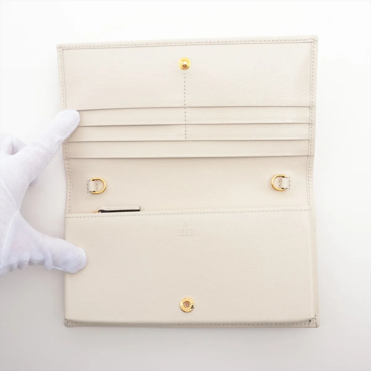 Gucci GG Supreme Horsebit Chain Wallet Beige x White
