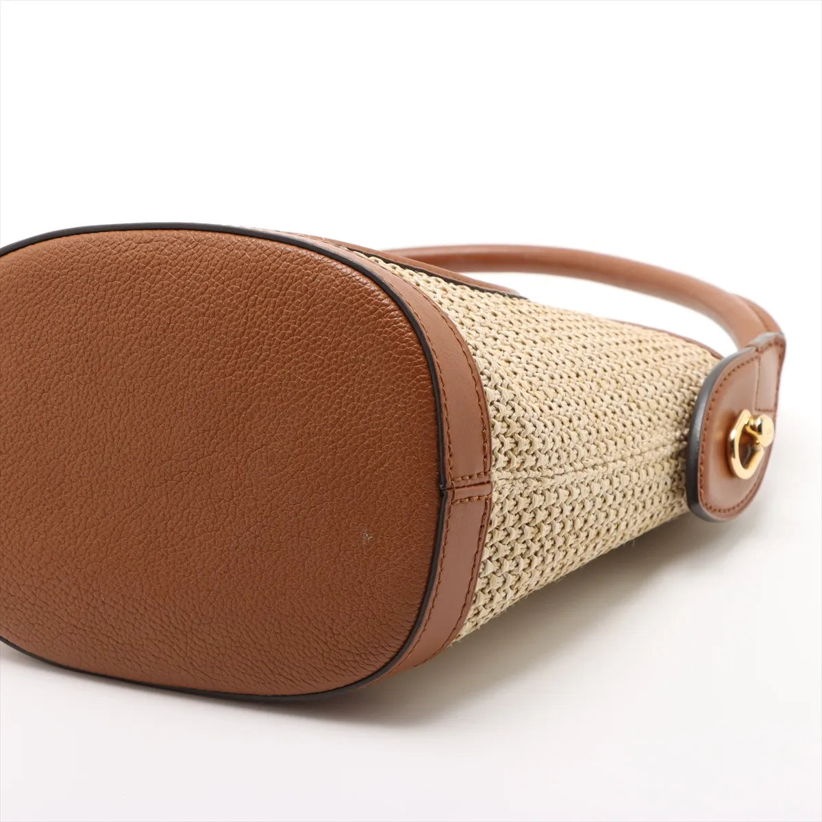 Louis Vuitton LV Logo Raffia Petit Bucket Bag Beige x Brown