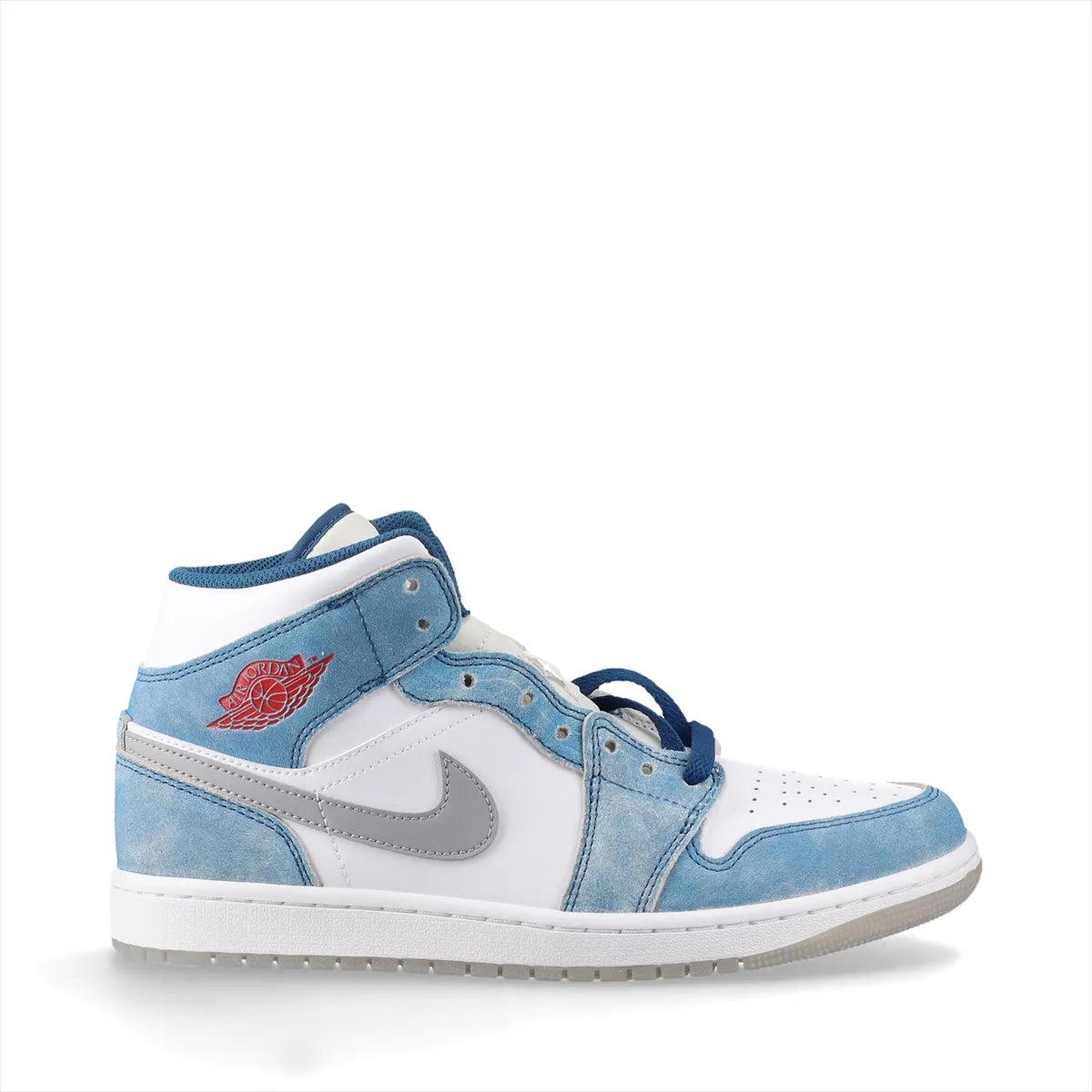 Nike Air Jordan 1 Mid SE Suede Leather High-top Sneakers Men's White x Blue