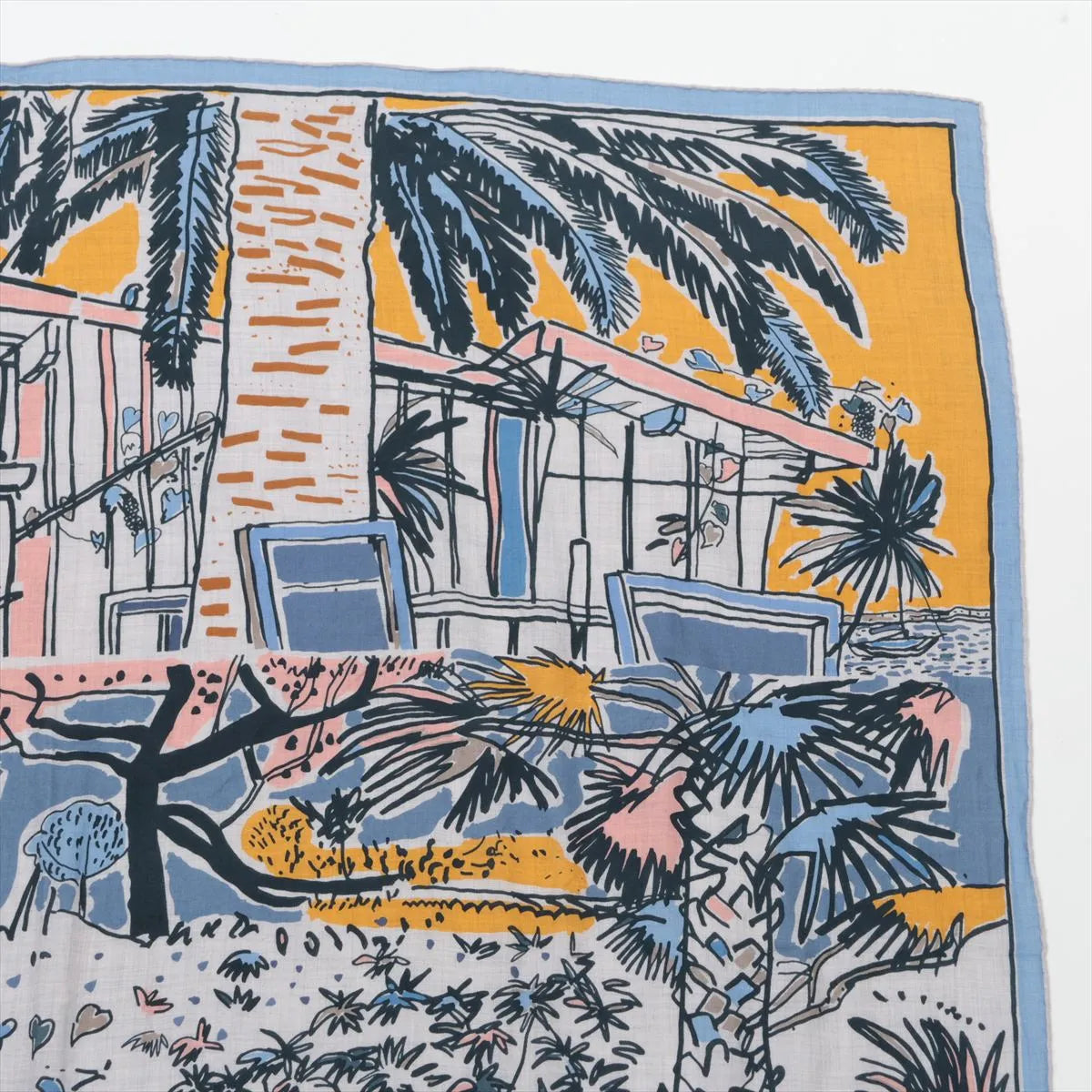 Hermès Carré Géant Rayures D'ete Cashmere & Silk Scarf Blue