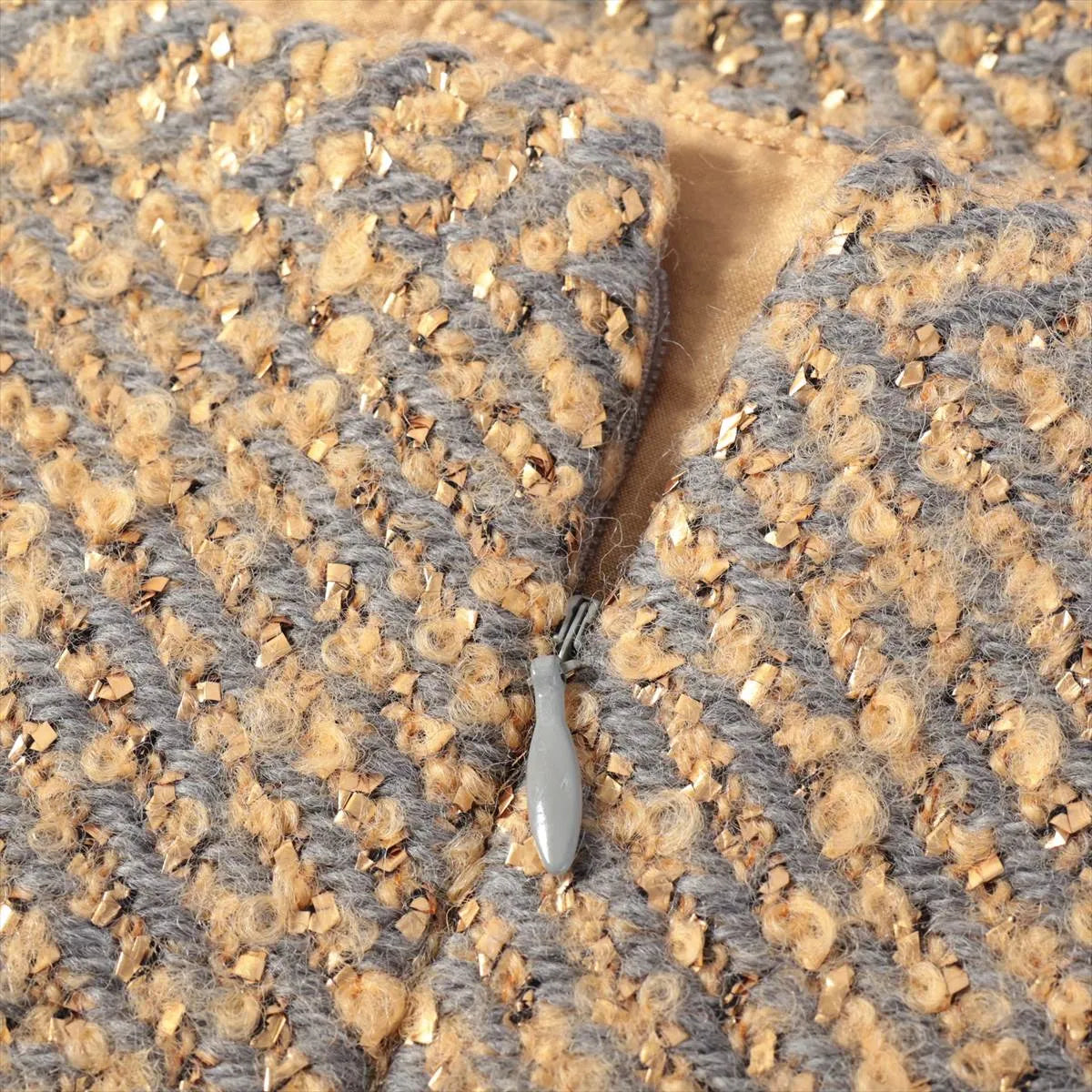 Chanel Wool Tweed Skirt Gold x Gray