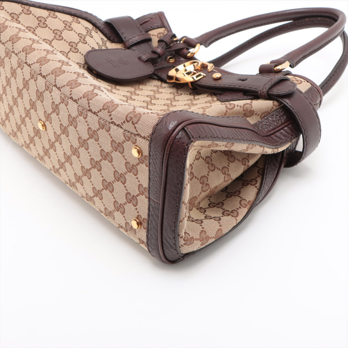 Gucci GG Canvas Leather Shoulder Bag Beige×Brown