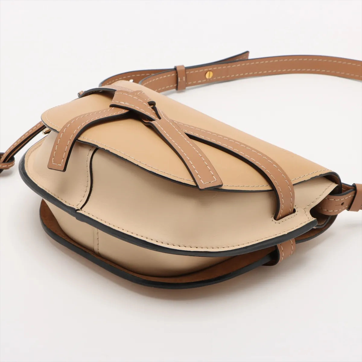 Loewe Gate Small Leather Shoulder Bag Beige