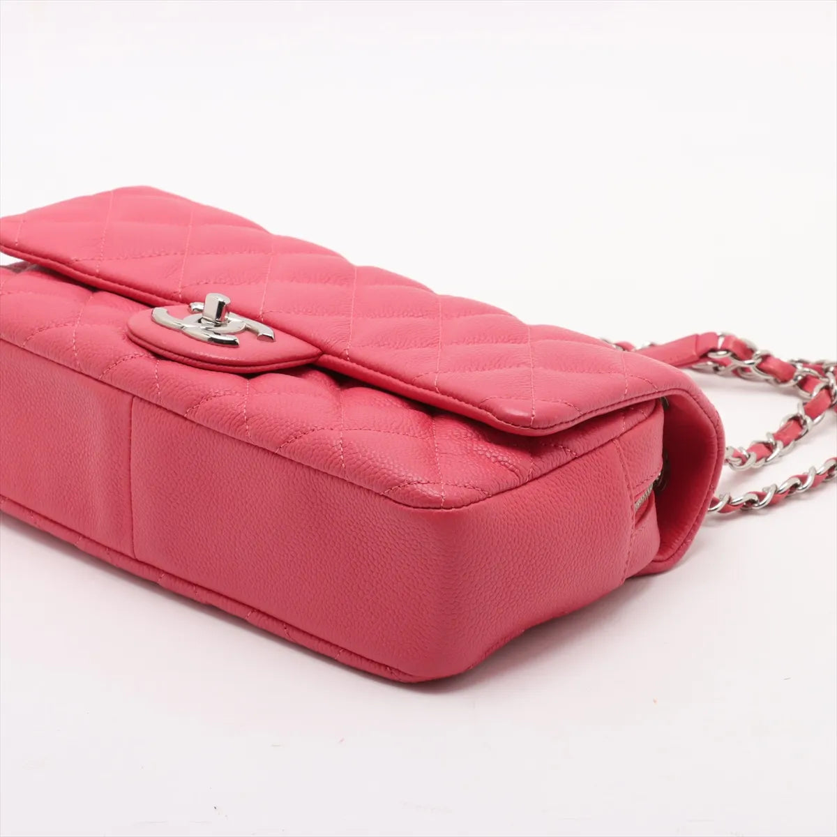 Chanel CC Logo Matelasse Single Flap Double Chain Bag Red