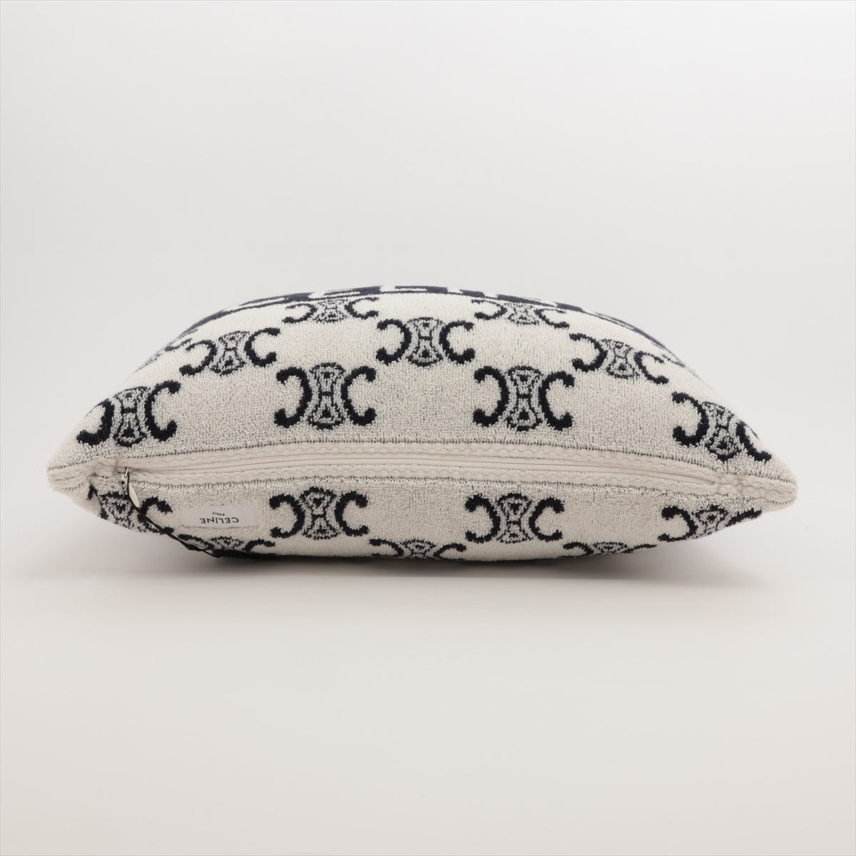 Designer Celine Triomphe Decorative Pillow Ivory x Black