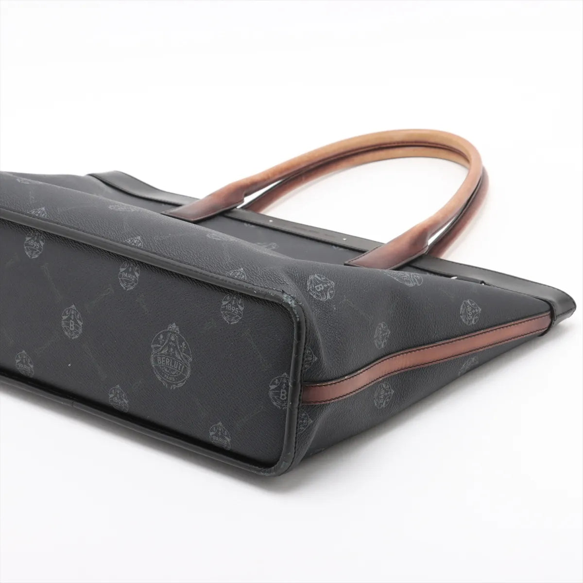 Berluti Forever Leather Tote Bag Black x Brown