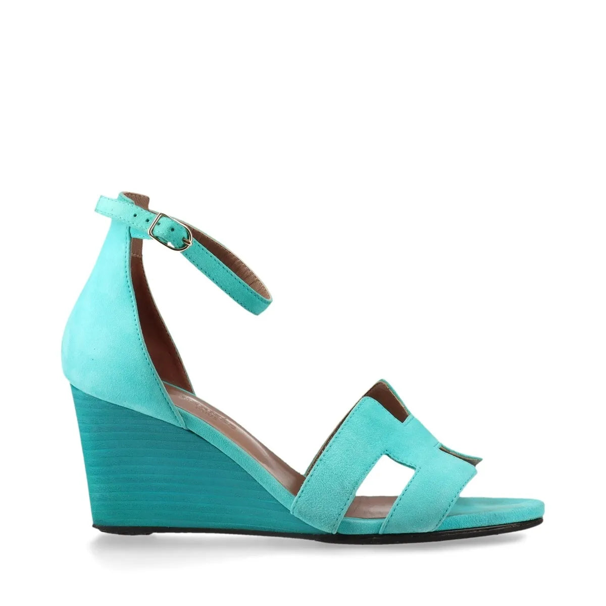 Hermès Legend Suede Wedge Sandal Tiffany Blue
