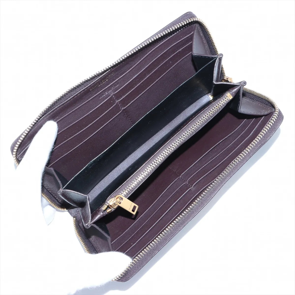 Saint Laurent Paris YSL Leather Zippy Wallet Brown
