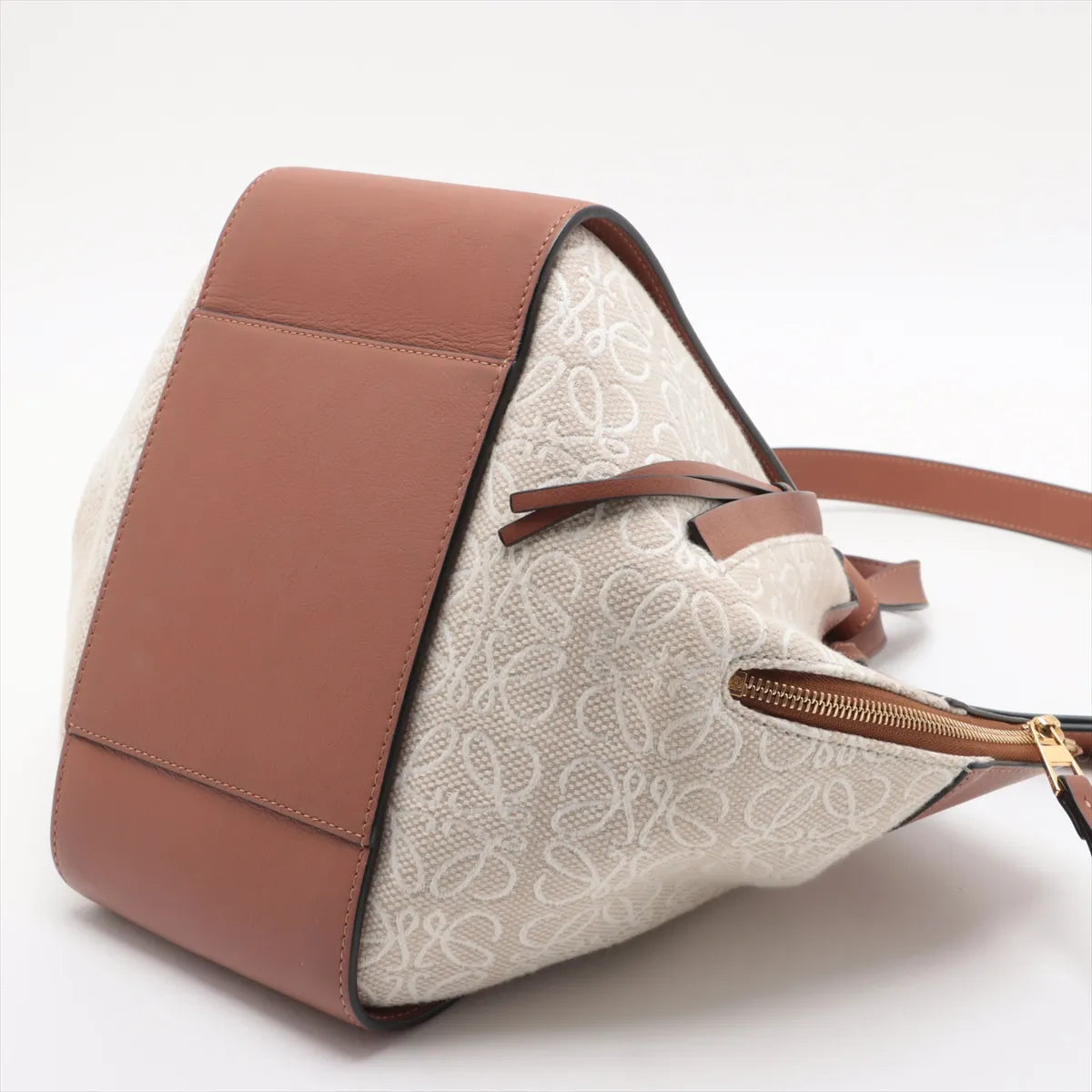 Loewe Hammock Small Canvas Leather Two-Way Shoulder Bag Beige x Brown