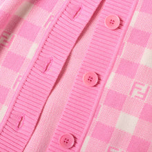 Load image into Gallery viewer, Fendi FF Logo Checkered Cotton Cardigan Pink x White