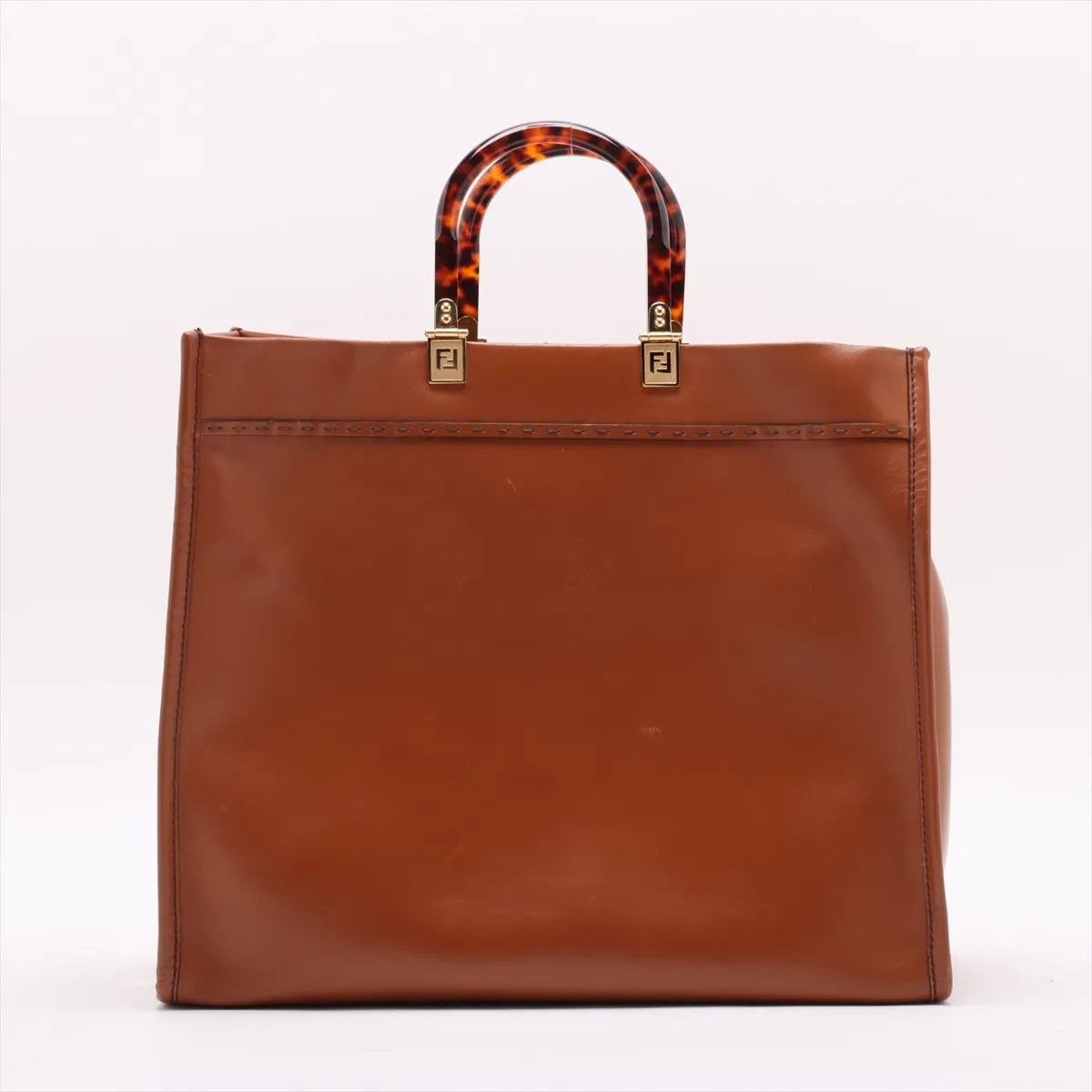 Fendi Sunshine Leather Tote Bag Brown