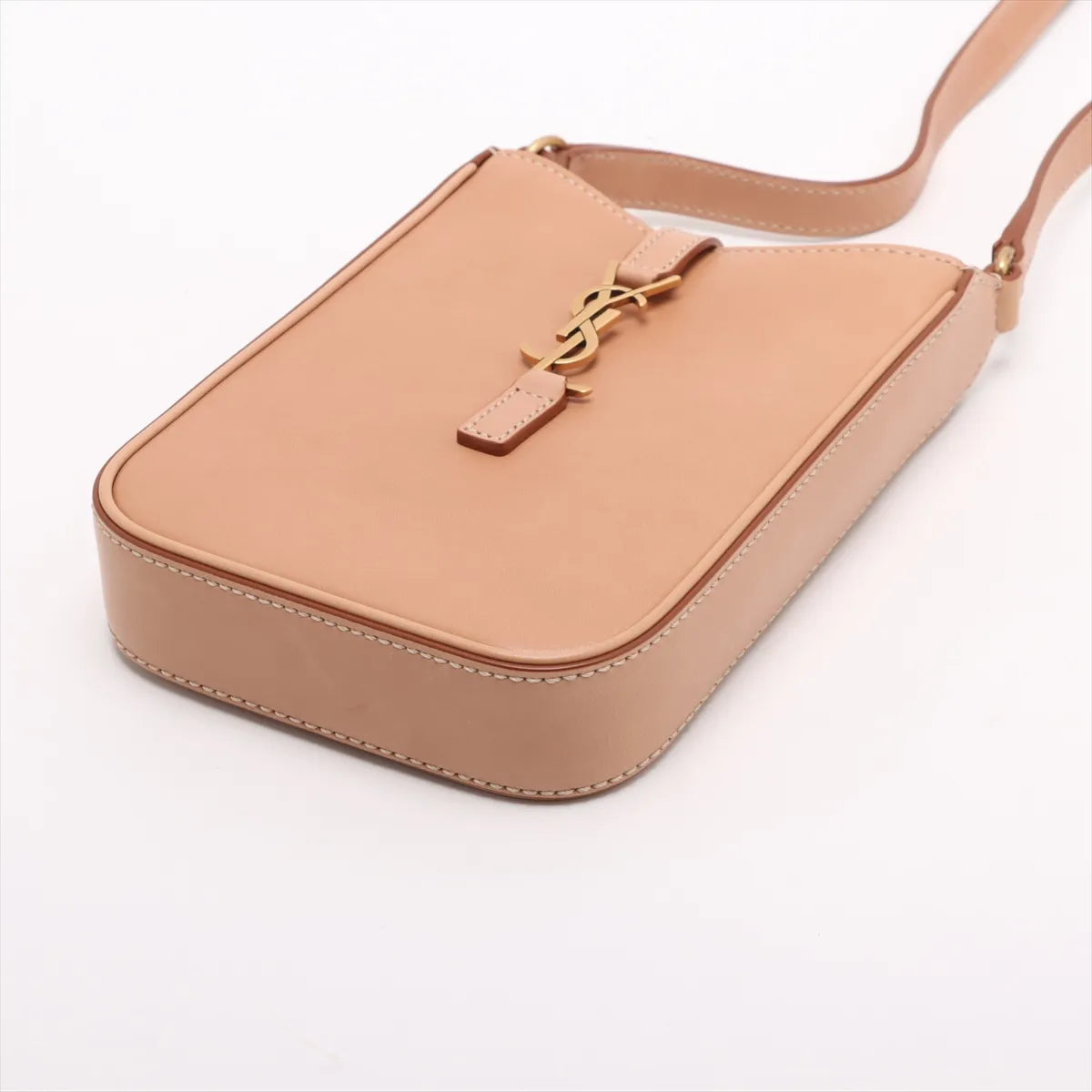 Saint Laurent Paris Mini Le 5 A 7 Vertical Leather Shoulder Bag Brown