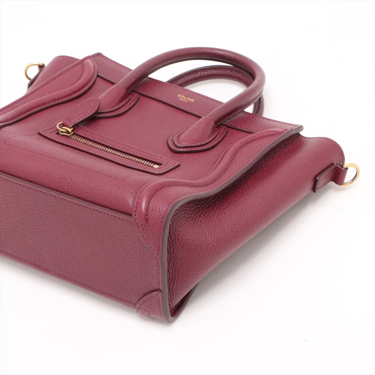 Celine Luggage Nano Shopper Leather Two-Way Shoulder Bag Bordeaux