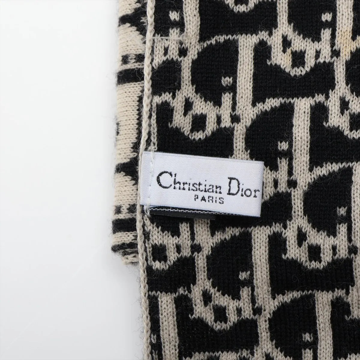 Christian Dior Trotter Wool Scarf White x Black