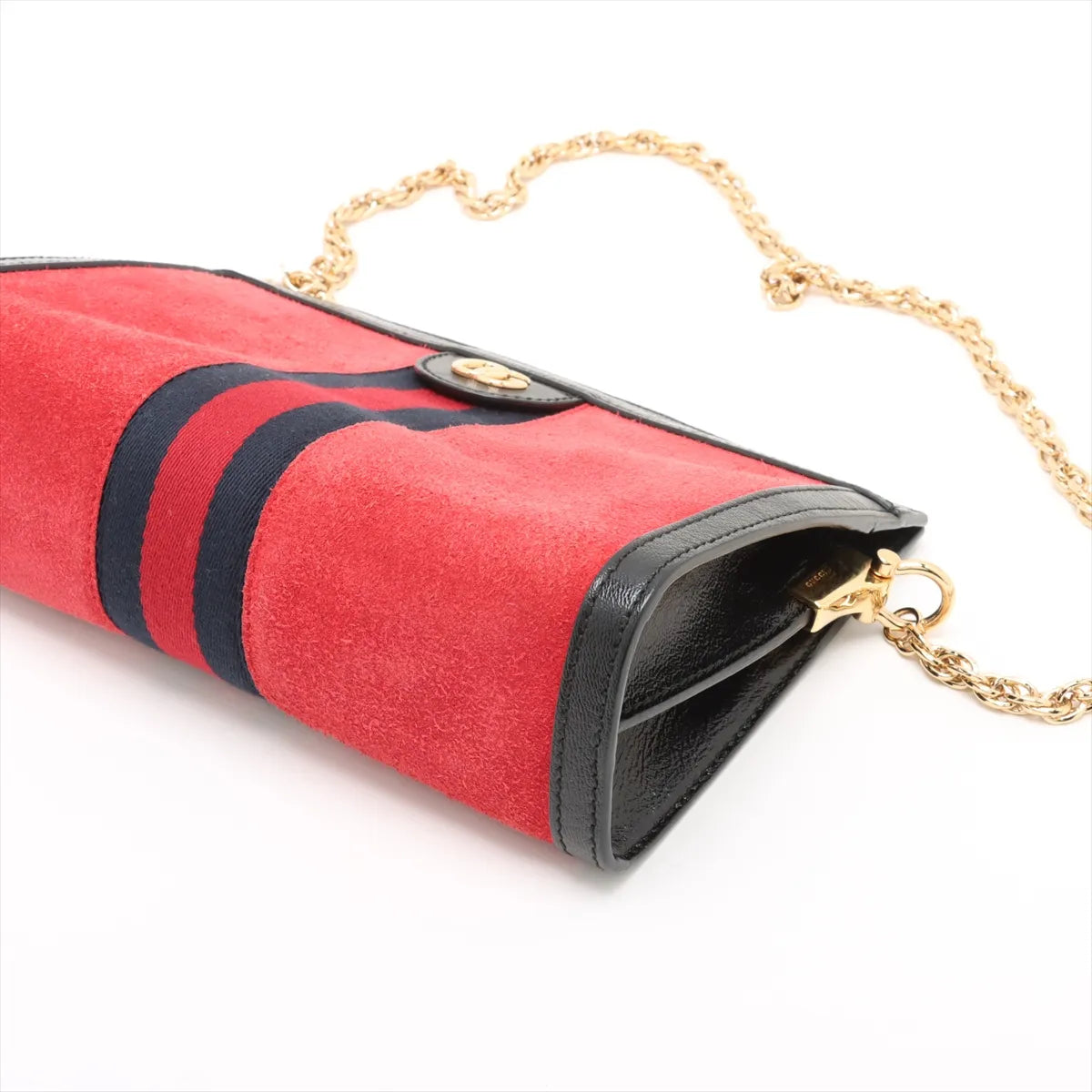 Gucci GG Logo Ophidia Suede Leather Chain Shoulder Bag Red